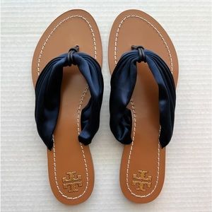Tory Burch Carson Flat Thong Satin Sandals